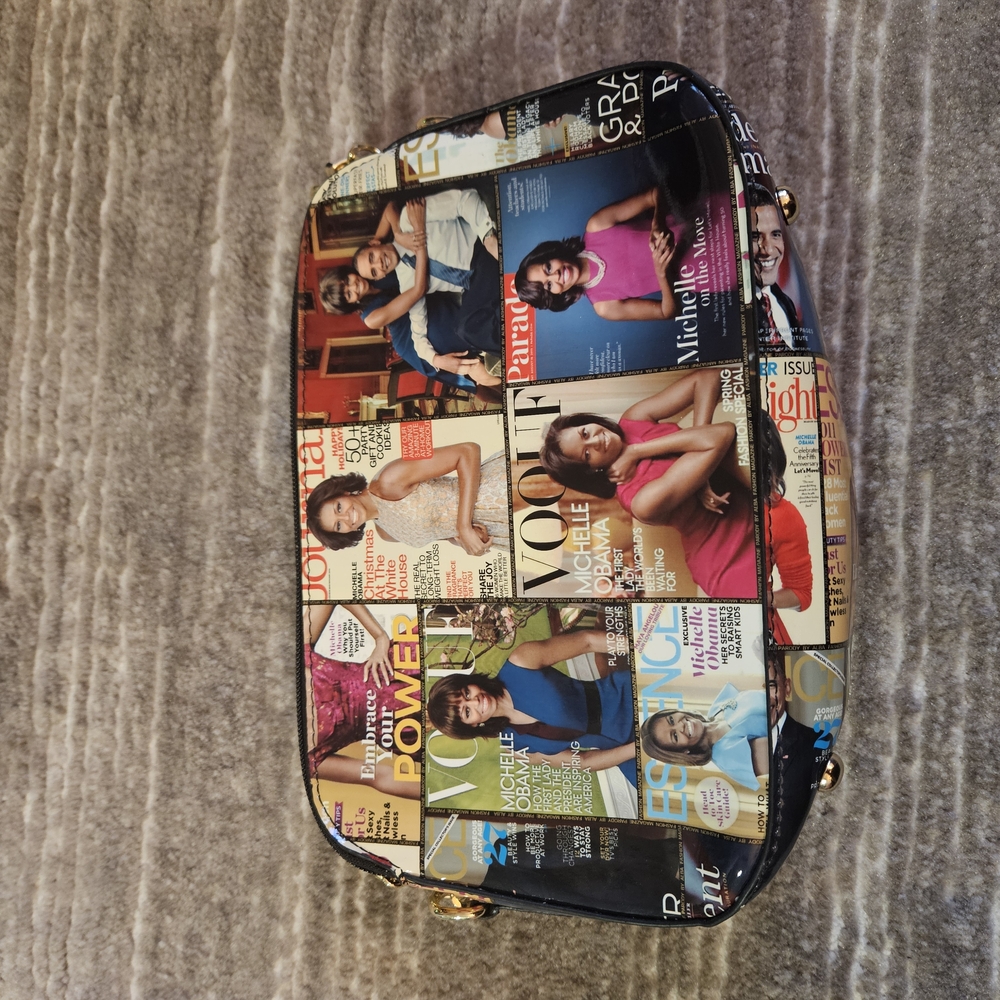 Multicolor Michelle Obama Magazine Print Women's Bag